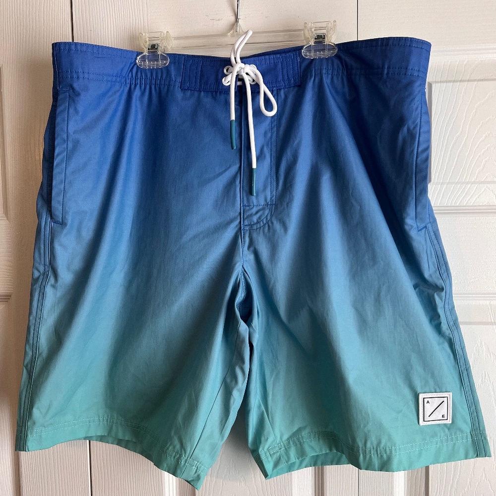 American Eagle Blue/Green Ombre’ Design Board Shorts/Bathing Suit Men’s Size L